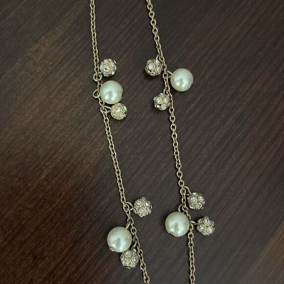 Ann Taylor Pearl and Rhinestone Necklace - Picture 1 of 5